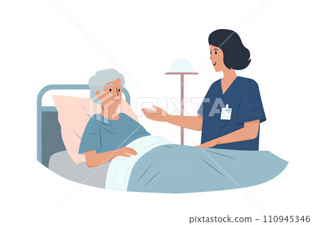 躺在床上的住院病人、醫生和護士-1 躺在床上的住院病人、醫生和護士-1 110945346