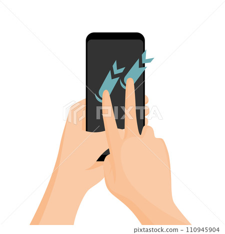 Touch screen hand gestures. Flat colored icon with movement of finger isolated vector illustration. Hand touchscreen gesture. Vector like swipe or slide touch 110945904