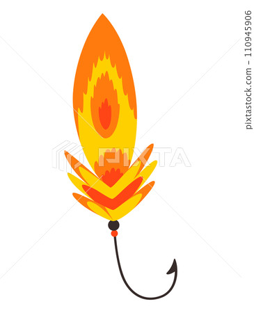 Fishing bait icon. Lure with hook isolated on white background. Abstract contemporary fishery lures and wobblers. Fisher accessory. Vector fisherman equipment 110945906