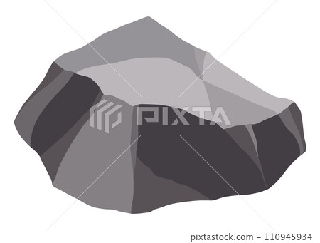 Rock stones or debris of mountain. Gravel, gray stone. Polygonal shape, piece of fossil stone. Game decoration element 110945934