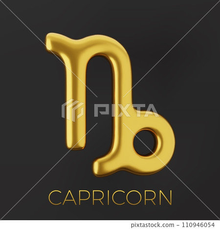 3d golden zodiac sign Capricorn on a dark background. 110946054