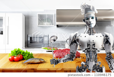 廚師機器人在廚房做飯 管家機器人生活 110946175