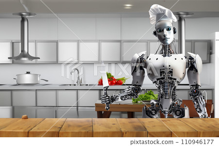 廚師機器人在廚房做飯 管家機器人生活 廚師機器人在廚房做飯 管家機器人生活 110946177
