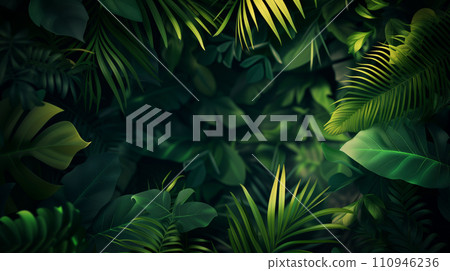 AI-generated content. Dense Green Forest With Abundant Leaves 110946236