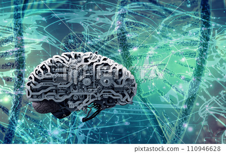 Machine brain and genetic image Artificial intelligence AI Brain Cyber IT Internet communication 110946628