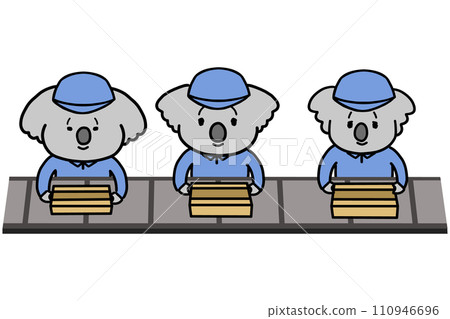 Koala character in work clothes working on a line 110946696