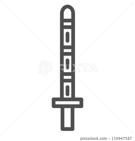 Simple line drawing single item icon of sports equipment - bamboo sword Simple line drawing single item icon of sports equipment - bamboo sword 110947587