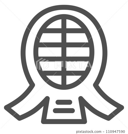 Simple line drawing single item icon of sports equipment Kendo armor 110947590