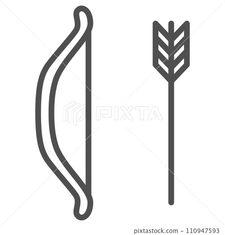 簡單的運動器材線描單項圖示弓箭 110947593