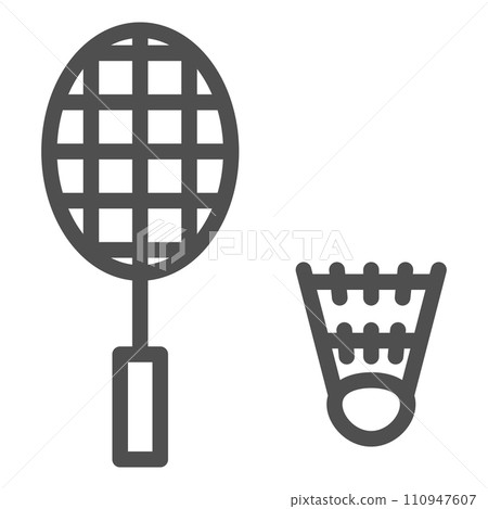 Simple sports equipment line drawing single item icon badminton 110947607