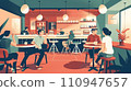 Illustration of people drinking coffee at a cafe "AI generated image" 110947657