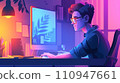 Illustration of a person working on a computer "AI generated image" 110947661