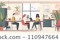 Illustration of a person working on a computer "AI generated image" 110947664