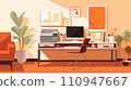 Illustration of a computer on an office desk "AI generated image" 110947667