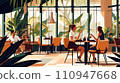 Illustration of people drinking coffee at a cafe "AI generated image" 110947668