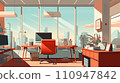 Illustration of a computer on an office desk "AI generated image" 110947842