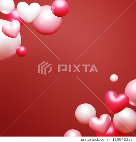 3D background material_heart_red 110948332