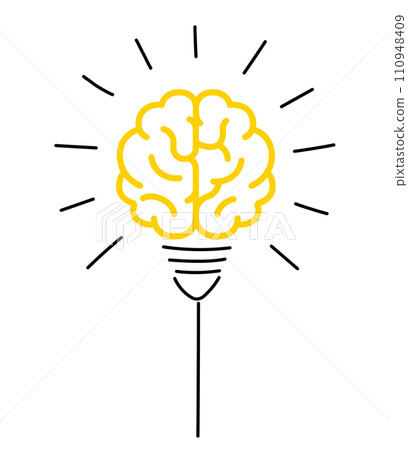 Illuminated icon with brain and light bulb Illuminated icon with brain and light bulb 110948409