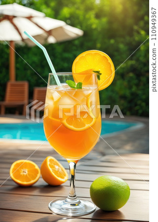 Refreshing Summer Drink by the Pool Refreshing Summer Drink by the Pool 110949367