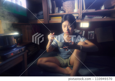Girl with chopsticks and Chinese food Girl with chopsticks and Chinese food 110949370