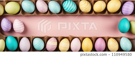 Patterned Easter Eggs on Pastel Background 110949580