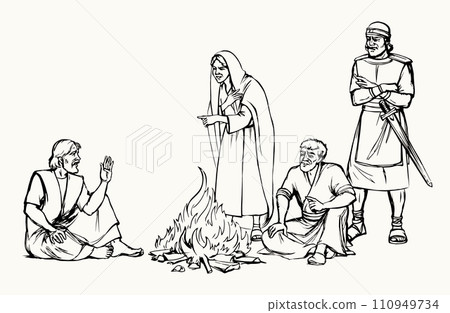 Vector drawing. Man sitting on the ground 110949734