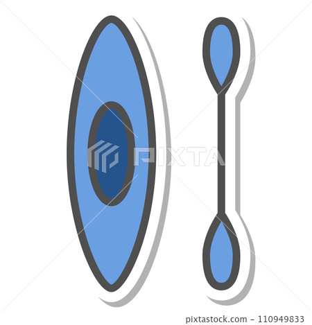 Simple sports equipment sticker single item icon rowing boat 110949833