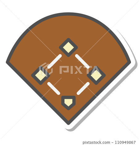 Simple sports equipment sticker single item icon baseball ground court Simple sports equipment sticker single item icon baseball ground court 110949867