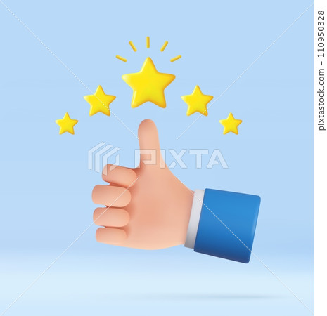 3D hand thumb up for success 3D hand thumb up for success 110950328