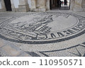 Portugal, World Heritage Site, Old University of Coimbra, mosaic tiles in front of the iron gate, said to be the Gate of Ruthlessness 110950571