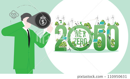 ESG sustainability business visionary. Carbon credit vision from reduce carbon footprint and carbon dioxide to Net Zero in year 2050 ESG sustainability business visionary. Carbon credit vision from reduce carbon footprint and carbon dioxide to Net Zero in year 2050 110950631
