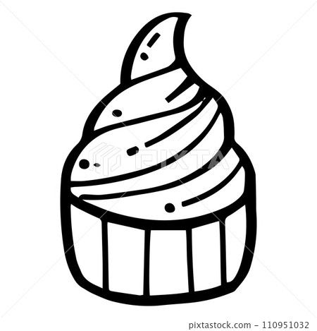 cute cupcake outline sweet dessert. Flat Design isolated colored clipart. cute cupcake outline sweet dessert. Flat Design isolated colored clipart. 110951032