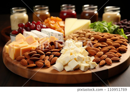 A variety of cheese and nuts and also with different cheese sauces 110951789