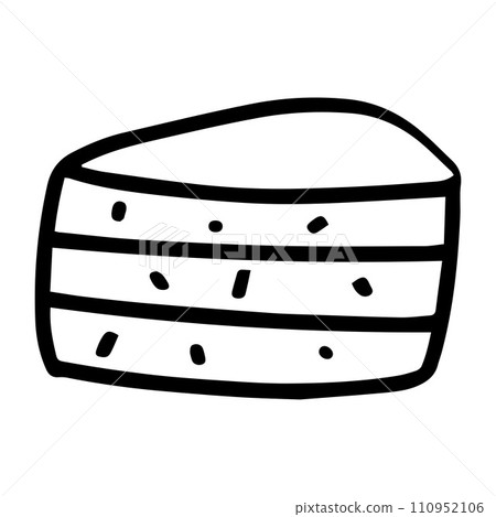 cute cheesecake outline sweet dessert. Flat Design isolated colored clipart. 110952106