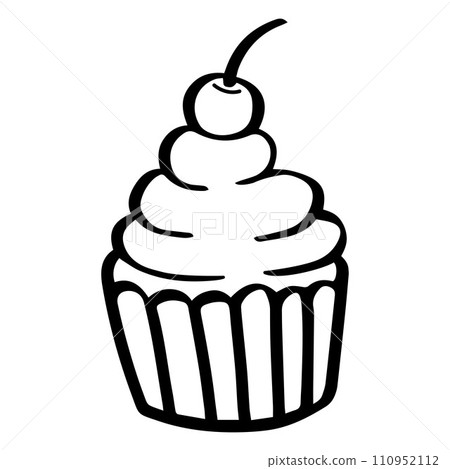 cute cupcake outline sweet dessert. Flat Design isolated colored clipart. cute cupcake outline sweet dessert. Flat Design isolated colored clipart. 110952112