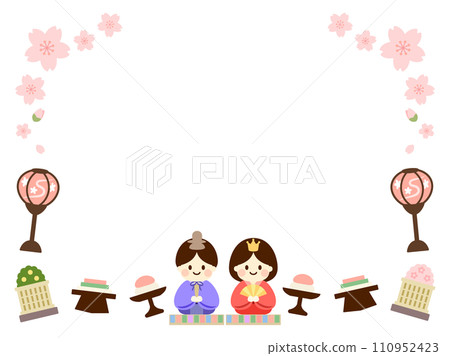 女兒節_櫻花與配件框架 110952423