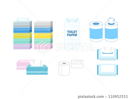 Tissue paper box tissue toilet roll illustration set 110952551