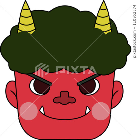 Setsubun illustration_Red demon face 110952574