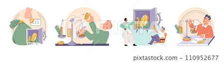 Wealth management vector illustration. Wealth management metaphorically resembles tending to garden, nurturing and growing assets Planning for future financial goals is key aspect wealth management 110952677