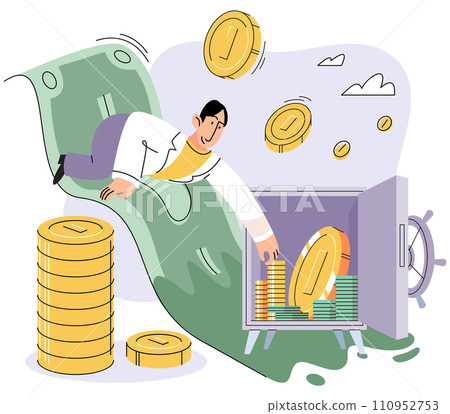 Wealth management vector illustration. Investment in diverse assets is prudent strategy for wealth growth Marketing efforts can drive income and facilitate wealth expansion Careful budgeting 110952753