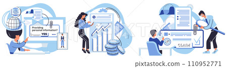 Income reporting vector illustration. Statistics provide valuable insights for businesses Maintaining balanced account is essential for stability Strategy plays pivotal role in shaping businesss 110952771
