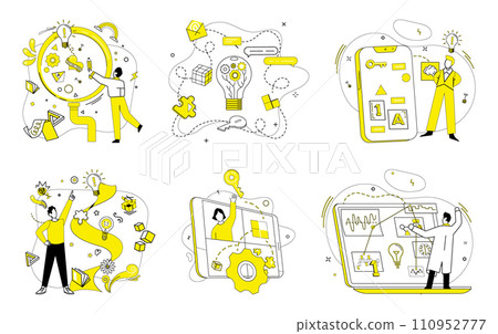 Conceptual innovation vector illustration. Conceptual innovation metaphorically dances with creativity in ballet success Intelligence and conceptual innovation are guiding stars in galaxy ideas Conceptual innovation vector illustration. Conceptual innovation metaphorically dances with creativity in ballet success Intelligence and conceptual innovation are guiding stars in galaxy ideas 110952777