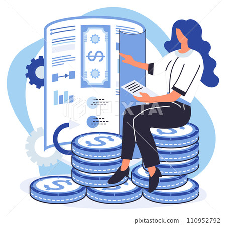 Financial accounting vector illustration. Development initiatives often require substantial financial support Banks are integral to well-being national economy Precise calculating financial data 110952792