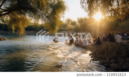 AI-generated content. Believers receive baptism in Jordan lake 110952813