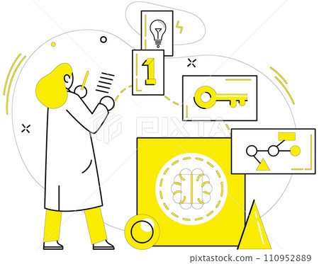 Conceptual innovation vector illustration. Efficient understanding navigates ship conceptual innovation through challenges Development is compass guiding journey intellectual creativity Brainstorming Conceptual innovation vector illustration. Efficient understanding navigates ship conceptual innovation through challenges Development is compass guiding journey intellectual creativity Brainstorming 110952889
