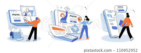 Registration online. Vector illustration. Login credentials provide secure access to registered accounts and services Safety measures should be implemented to protect personal information during 110952952