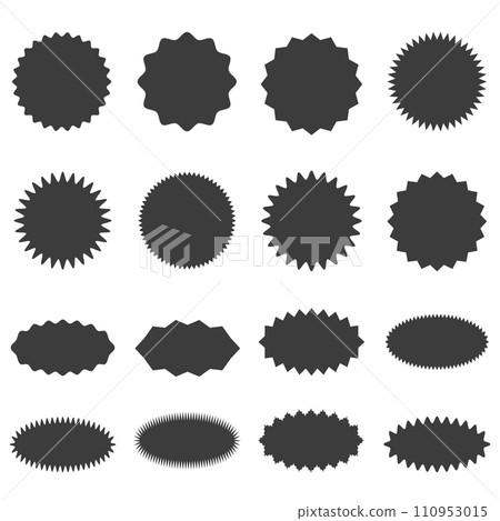 Set of price sticker, sale or discount sticker, sunburst badges icon. Stars shape with different number of rays. 110953015