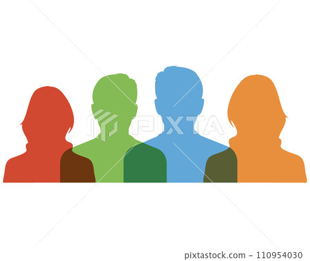 Business men and women, group of people at work. Isolated vector silhouettes Business men and women, group of people at work. Isolated vector silhouettes 110954030