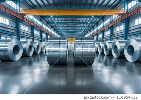 Metal rolled products on a large warehouse 110954512