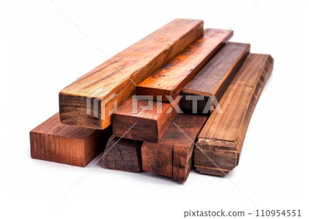 Wooden beams on white background Wooden beams on white background 110954551